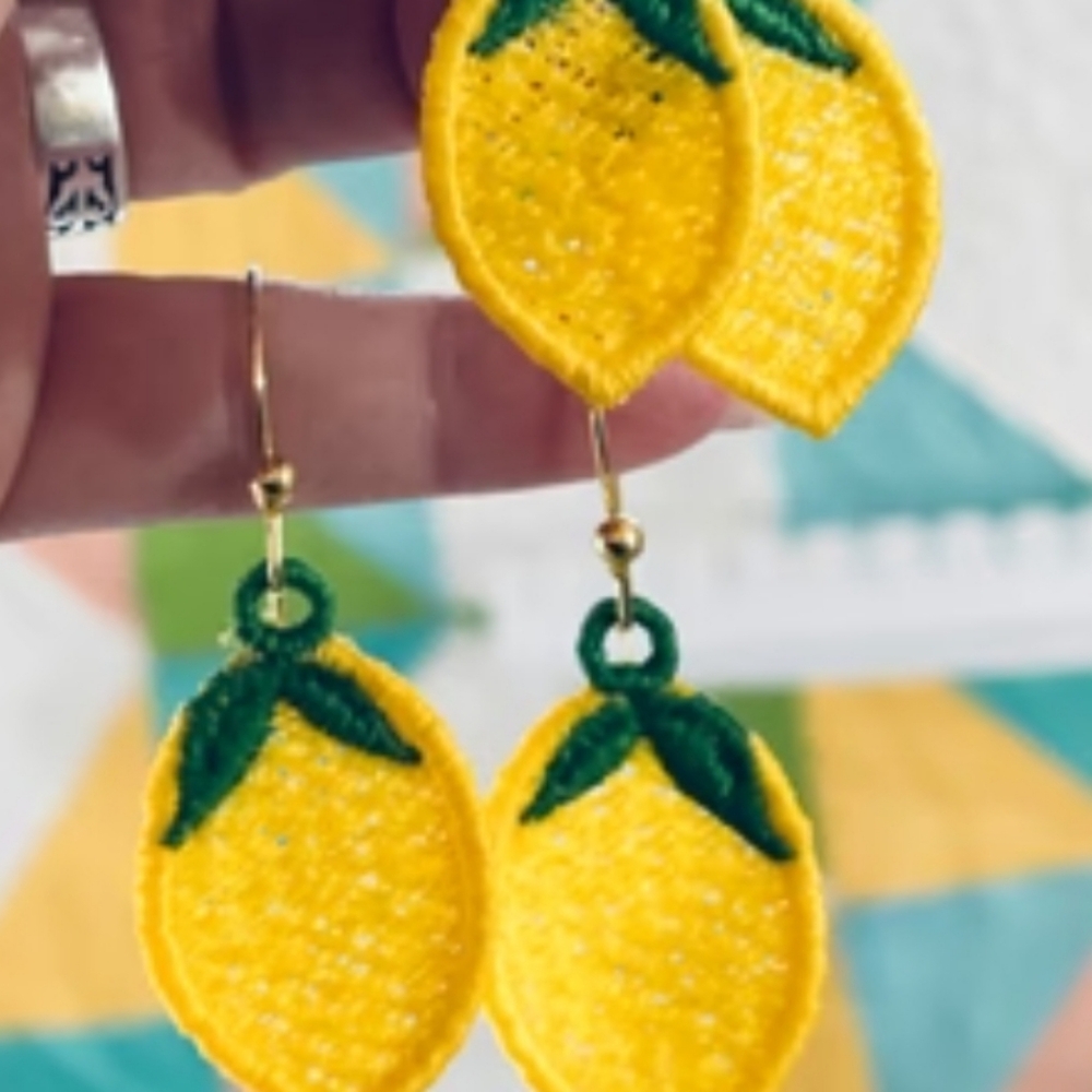 LEMON BEADED EARRINGS NWT - Picture 2 of 2
